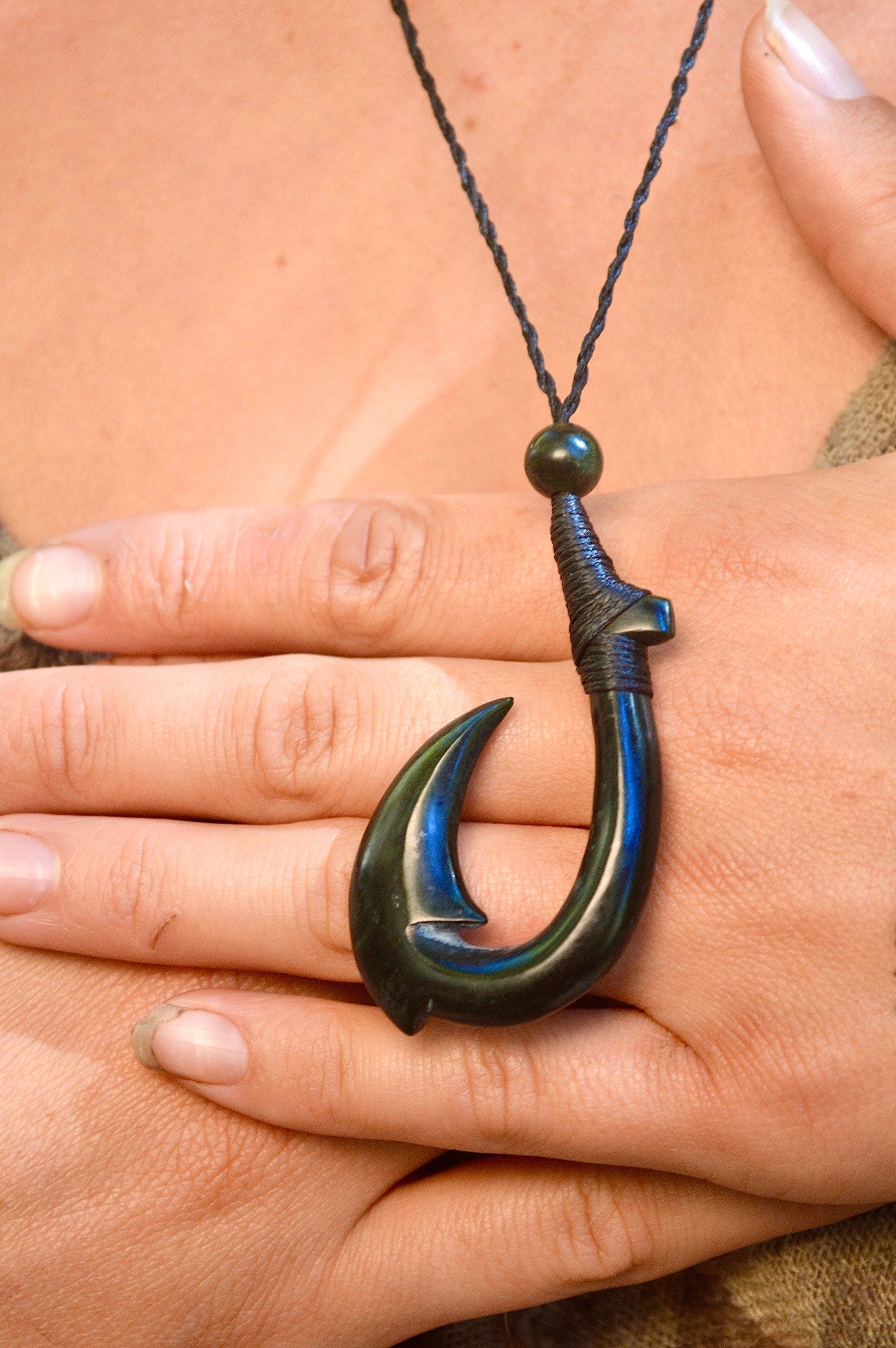Hand Carved Green Jade Fish Hook Pendant – Ishikadesigns