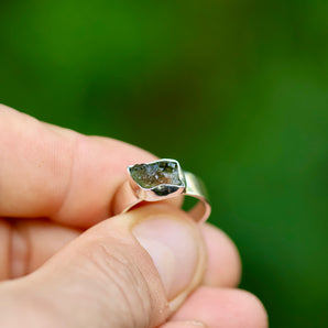 Moldavite Silver Ring (size: 7)