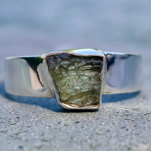 Moldavite Sterling Silver Ring (size:10)