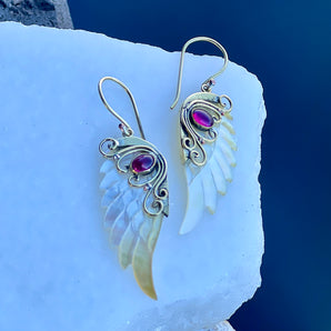 Garnet Angel Earrings