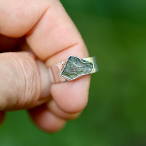 Moldavite Sterling Silver Ring (Size:9)