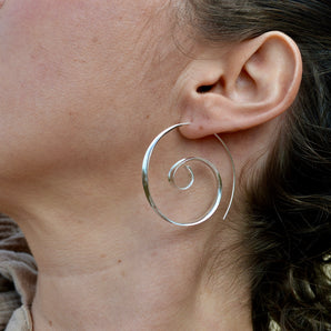 Bold Silver Spiral Earrings