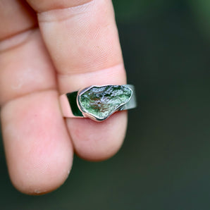 Moldavite Sterling Silver Ring (Size:10)