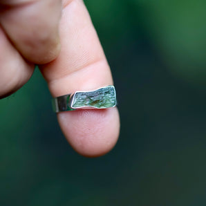Moldavite Sterling Silver Ring (Size:8)