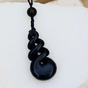 Black Jade Double Twist Pendant