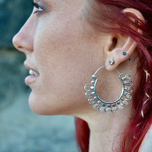 Silver Twirl Hoop Earrings