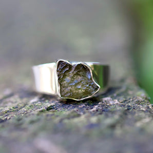 Moldavite Ring Silver Ring (size: 10)