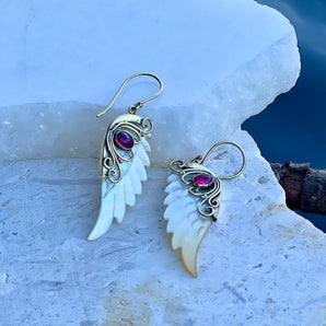 Garnet Angel Earrings