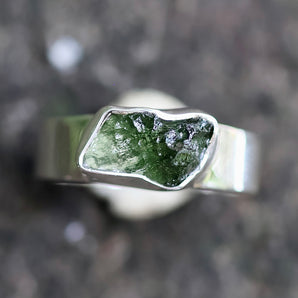 Moldavite Sterling Silver Ring (Size:8)