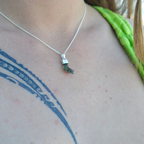 Raw Moldavite & Silver Necklace