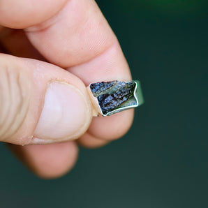 Moldavite Silver Ring (size: 8)