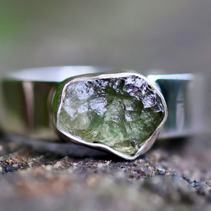 Moldavite Sterling Silver Ring (Size :7)