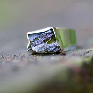 Moldavite Silver Ring (size: 8)