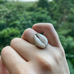 Silver Cowrie Shell Ring