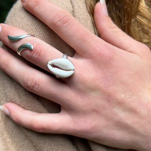 Silver Cowrie Shell Ring