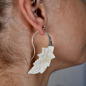 Hand Carved Flower Earrings