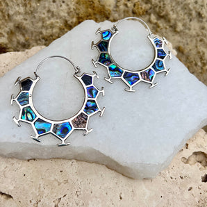 Paua Shell Mystic Hoop Earrings